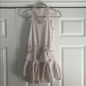 LoveShackFancy Pink and Cream Mini Dress